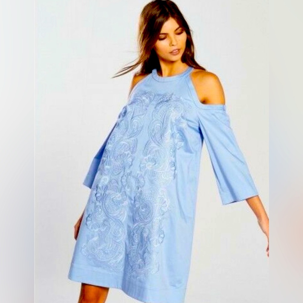 Show Off In This Ted Baker London Cold Shoulder Shift Dress Sz TB1 US4 NWOT